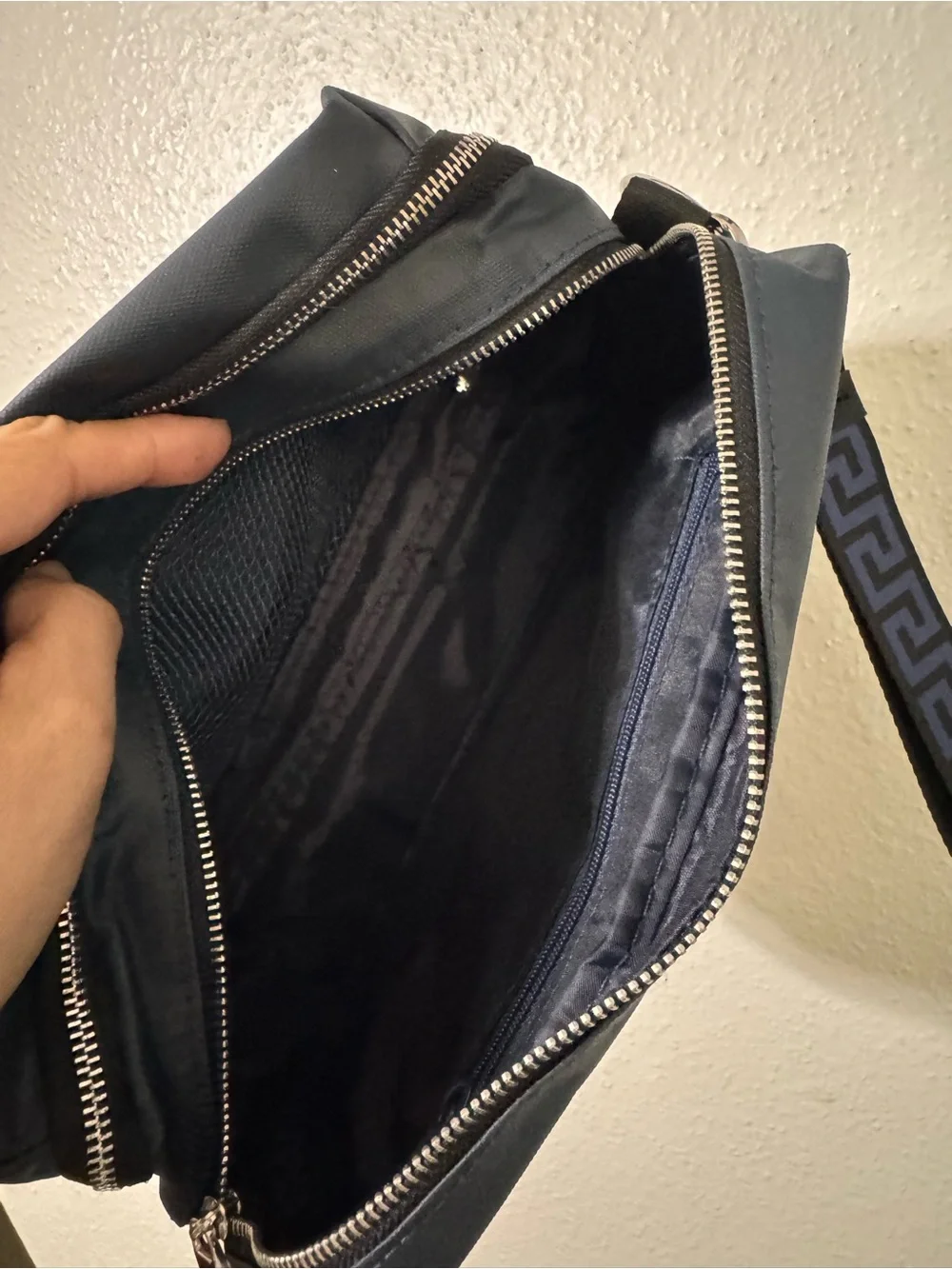 Versace Navy and Blush Pink Cosmetic Pouch Duo